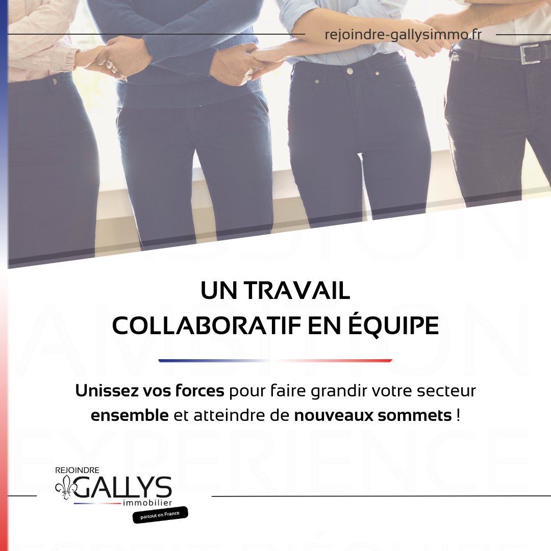 ⚜️ 𝗚𝗮𝗹𝗹𝘆𝘀 𝗜𝗺𝗺𝗼𝗯𝗶𝗹𝗶𝗲𝗿 : 𝗘𝗻𝘀𝗲𝗺𝗯𝗹𝗲, 𝗮𝗹𝗹𝗼𝗻𝘀 𝗽𝗹𝘂𝘀 𝗹𝗼𝗶𝗻 ! 🚀 

Chez Gallys Immobilier, le travail d’équipe est la clé du succès. 
⚜️ Unissez vos forces
⚜️ Faites grandir votre secteur
⚜️ Atteignez de nouveaux sommets 

Parce qu’ensemble, tout devient possible ! 💪✨ 
 www.rejoindre-gallysimmo.fr

#GallysImmobilier #TravailEnÉquipe #Collaboration #SuccèsEnsemble